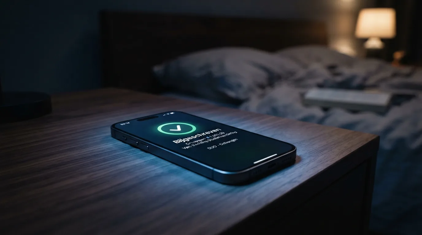 Een telefoon toont een bevestiging van een instant-overboeking die binnen enkele seconden is bijgeschreven