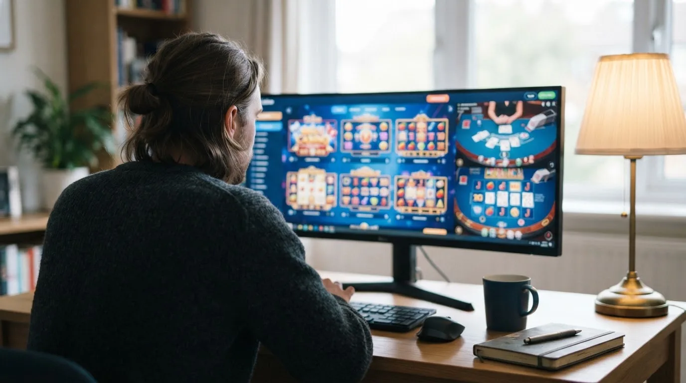 Een vergelijkingstabel met tien Nederlandse casino's op een beeldscherm